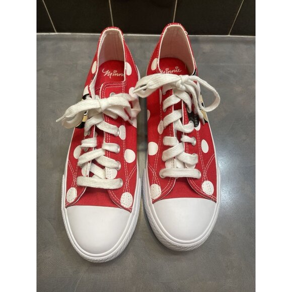 Disney Minnie Mouse Shoes Womens Size 11 Red White Polka Dot Canvas Converse Sty - Picture 2 of 13
